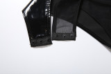 EVE See Through Mesh Leather Patchwork Bodysuit Skirt Suit GZJQ-K25S85634