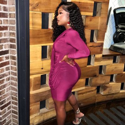 EVE Soldi Color Long Sleeve Mini Dress GSZM-Q25DS397