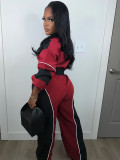 EVE Contast Color Patchwork Zipper Two Piece Pant Set CH-25062