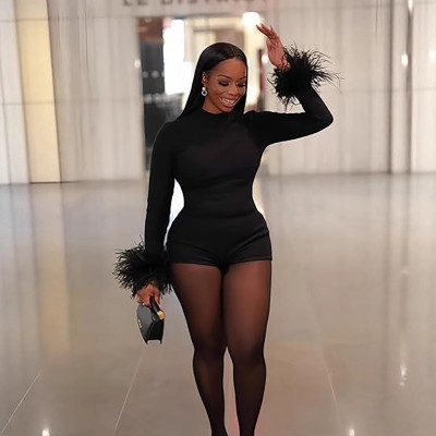 EVE Backless Long Sleeve Tight Romper SHD-9580