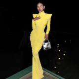 EVE Solid Color Backless Pleated Maxi Dress GSLF-K25D74925