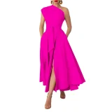 EVE Plus Size Solid Color Slash Neck Long Dress NNWF-6105