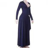 EVE Mesh Long Sleeve Bodysuit High Split Long Skirt Suit FL-YJ25322MHO