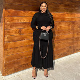 EVE Solid Color Ruched Long Sleeve Maxi Dress GJYO-JD303290