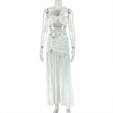 EVE Solid Color Wrap Chest Split Skirt Two Piece Set GJYO-JSD711816