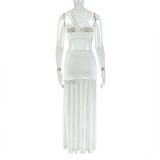 EVE Solid Color Wrap Chest Split Skirt Two Piece Set GJYO-JSD711816