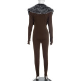 EVE Deep V Neck Furrzy Neck Jumpsuit MXBF-Q25JP303