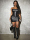 EVE Sexy PU Leather Wrap Chest Bandage Dress GFCF-1422