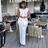 EVE Contrast Color Pockets Tie Up Two Piece Pants Set GQZF-SH5496