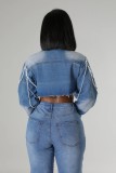 EVE Fashion Pearl Chain Denim Jacket ORY-5277