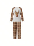 EVE Christmas Letter Print Matching Family Plaid Loungewear Set GSGS-0866