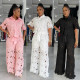 EVE Hollow Out Lace Tie Up Two Piece Pant Set NY-3793