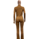 EVE Tight Long Sleeve Micro Flare Pants 2 Piece Set NYF-8205