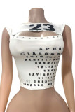EVE Letter Print Sleeveless Short Tank Tops GFCF-1411