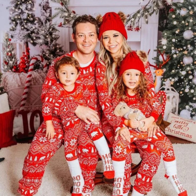 EVE Christmas Print Family Homewear Parent-Child Pajama Set GSGS-0587
