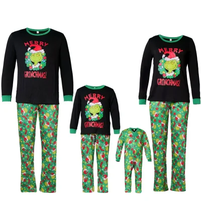 EVE Christmas Matching Family Cartoon Print Pajamas Set GSGS-0621#