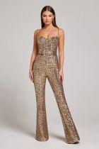 EVE Sexy Chain Belt Sequin Jumpsuit GNYX-233