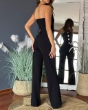 EVE Solid Color Wrap Chest Micro Flare Jumpsuit GSZE-ST24265