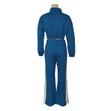 EVE Sport Patchwork Color Block Coat Pants Suit AIL-333