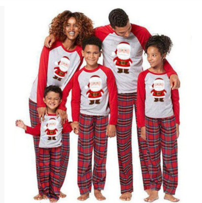 EVE Santa Claus Print Matching Family Plaid Pajamas Set  GSGS-0823