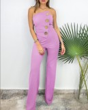 EVE Solid Color Wrap Chest Micro Flare Jumpsuit GSZE-ST24265