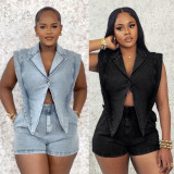 EVE Plus Size Washed Denim Romper NY-5018