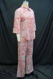 EVE 3/4 Sleeve Print Shirt Two Piece Pants Set GANY-LB1058