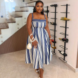 EVE Stripe Big Swing Sling Maxi Dress GANY-LB1848