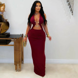 EVE Sexy Solid Color Tie Up Maxi Dress BY-7572