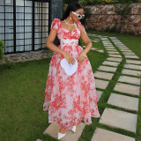 EVE Print Sling Tie Up Maxi Dress GANY-LB1327