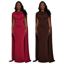 EVE Solid Color Ruched Backless Maxi Dress YF-10944