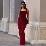 EVE Sleeveless Backless Ruched Maxi Dress BY-7582