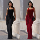 EVE Sleeveless Backless Ruched Maxi Dress BY-7582
