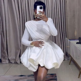 EVE Pleated Long Sleeve Flower Bud Skirt Set GANY-LB1969