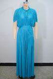 EVE Half Sleeve Pleated Solid Color Maxi Dress GANY-LB1515