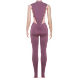 EVE Solid Color Tie Up Bodysuit Two Piece Pants Set XEF-K25Q85558
