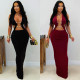 EVE Sexy Solid Color Tie Up Maxi Dress BY-7572