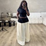 EVE Short Sleeve Tops Wide Leg Pants 2 Piece Set GANY-LB1146