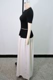EVE Short Sleeve Tops Wide Leg Pants 2 Piece Set GANY-LB1146