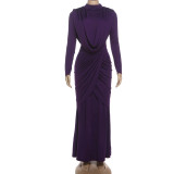 EVE Solid Color Irregular Maxi Dress XEF-K25D85667