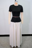 EVE Short Sleeve Tops Wide Leg Pants 2 Piece Set GANY-LB1146