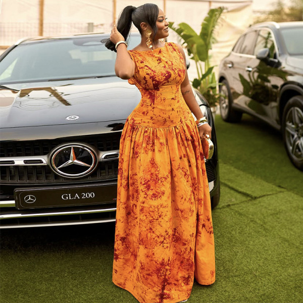 EVE Print Sleeveless Slim Maxi Dress GANY-LB962