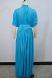 EVE Half Sleeve Pleated Solid Color Maxi Dress GANY-LB1515