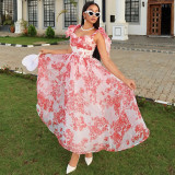 EVE Print Sling Tie Up Maxi Dress GANY-LB1327