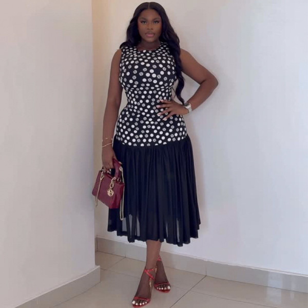 EVE Print Sleeveless Slim Midi Dress GANY-LB1309