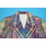 EVE Plaid Print Long Sleeve Blazer Pants 2 Piece Set YF-10952