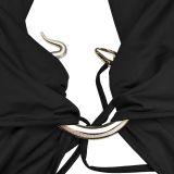 EVE Sexy Solid Color Tie Up Maxi Dress BY-7572