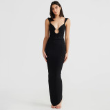 EVE Sexy V Neck Backless Split Maxi Dress BLG-D3C15238A