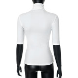 EVE Solid Color High Collar Tight Tops GSBW-Y25TP032