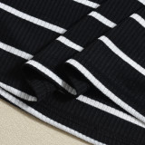 EVE Stripe Backless Halterneck Bandage Dress GFRT-041718DBG